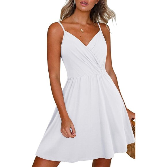 Dresses & Skirts - Women's Summer Sundress Cotton Spandex Sleeveless V Neck Pockets Casual